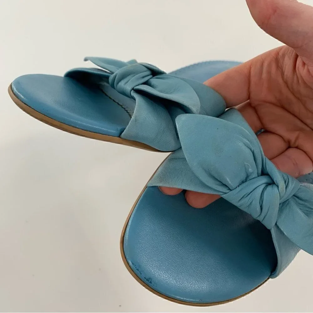 Franco sarto womens heels size 7 blue leather vintage y2k 90s bow